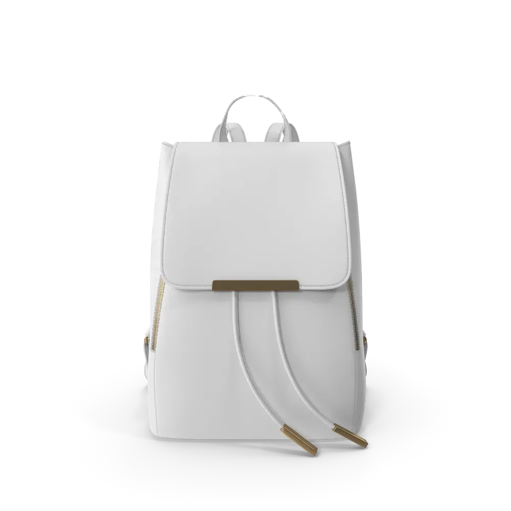 White Faux Leather Backpack, photo 1