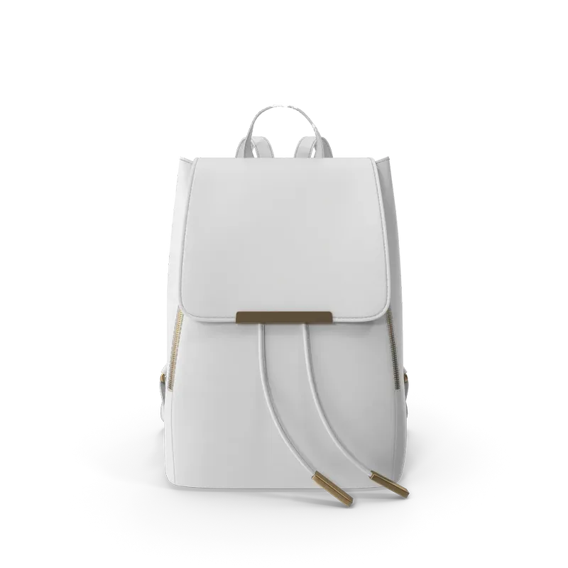 White Faux Leather Backpack, photo 1